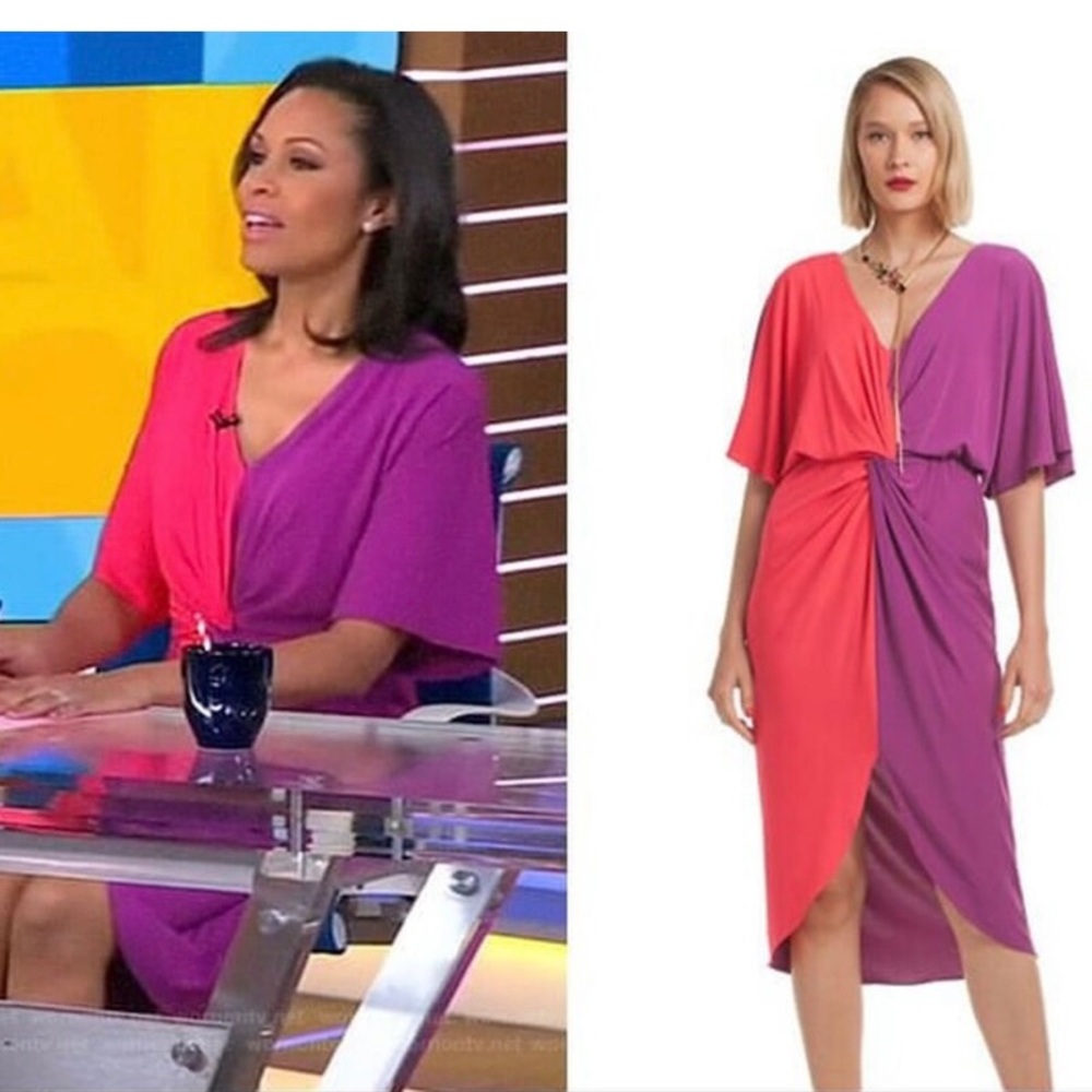 Trina Turk Etta Dress Vivid Viola Bodycon Front Twist Fluttery Dolman sleeves XS - Picture 2 of 16